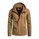 Men's Casual Washed Cotton Patchwork Hooded Slim Fit Cargo Jacket