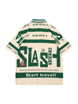 Contrast Color Slash Polo Shirt