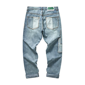 Men's Patchwork Embroidered Jeans