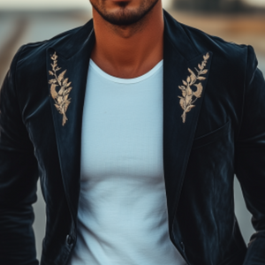 Men's Fashion American Retro Slim Velvet Embroidered Blazer