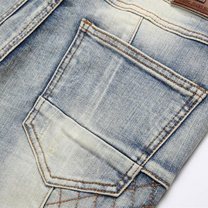 Men's Punk Patchwork Ripped Stretch Jeans