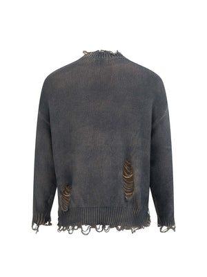 Distressed Ripped Two-Piece Oversized Pullover Sweater
