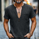 Men's Spring Distressed Half-Zip Casual Skin-Friendly T-Shirt