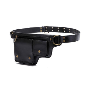 Men's Outdoor Sports Zipper Adjustable Leather Waist Bag