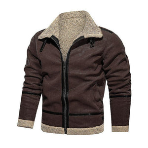 Men's Vintage Suede Lambswool Warm Lapel Zipper Loose Jacket