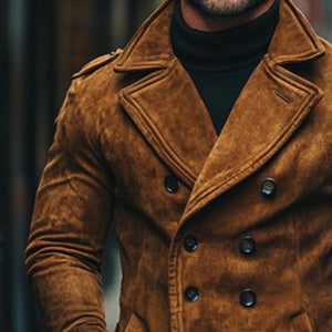 Men's Vintage Casual Suede Double Breasted Cropped Jacket