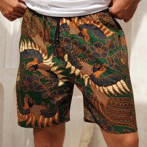 Men's Retro Casual Ethnic Style Geometric Print Drawstring Shorts