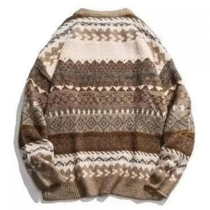 Men's Fair Isle Jacquard Round Neck Long Sleeve Sweater