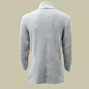 Men's Fashion Stand Collar Solid Striped Long Sleeve Mid-length Knit Cardigan