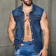 Men's Summer Vintage Dark Blue Denim Vest