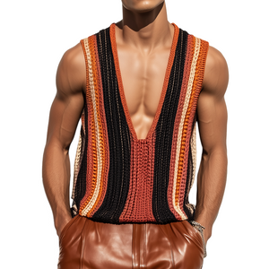 Men's Retro Casual Knit Striped Tank Top