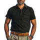 Men's Summer Distressed Polo Collar Double Pocket Casual T-Shirt