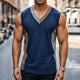 Men's Retro Casual Colorblock V-Neck Tank Top