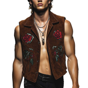 Men's Vintage Suede Patched Vest