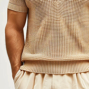 Men's Solid Color Short-sleeved Casual Knitted POLO Shirt