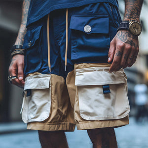 Men's Contrast Multi-Pocket Cargo Shorts