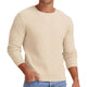 Men's Waffle Solid Color Crew Neck Pullover Knit Sweater