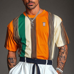 Men's Stripe Print Short Sleeve T-Shirt