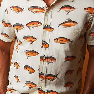 Men's Early Spring Fashion Unique Printed Short Sleeve Shirt