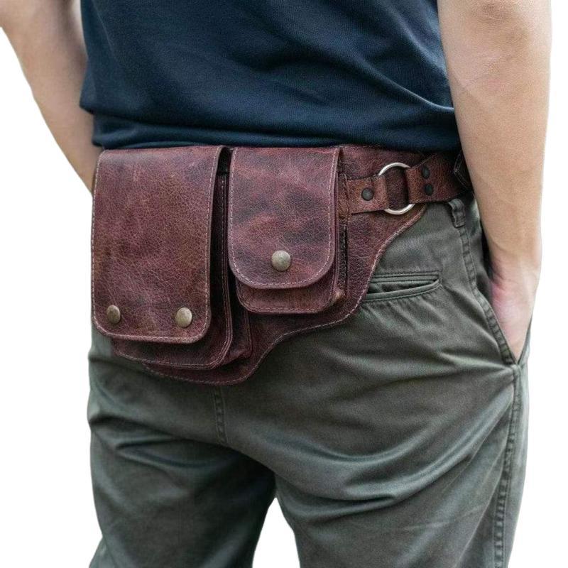 Men's Classic Vintage Adjustable PU Leather Belt Shoulder Bag
