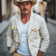 Men's Spring And Autumn Apricot Cotton And Linen Two-Button Blazer
