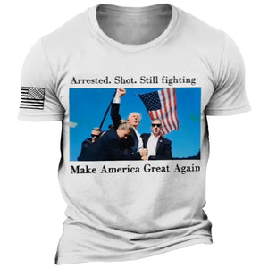 Men's Vintage Fight Never Give Up Cotton Printed T-shirt