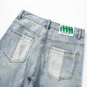 Men's Patchwork Embroidered Jeans