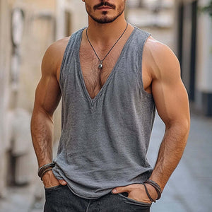 Men's Cotton Blend V-Neck Sports Tank Top