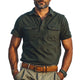 Men's Summer Distressed Polo Collar Double Pocket Casual T-Shirt