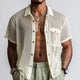 Men's Spring Fashion Woven Hollow Short Sleeve Shirt