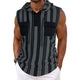 Men's Casual Striped Sleeveless Hooded Tank Top