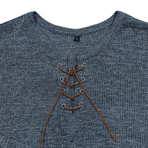 Men's Crew Neck Tie Long Sleeve Outdoor Henley T-Shirt