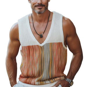 Men's Summer Fashion Casual V-neck Knitted Tank Top