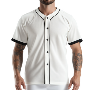 Men's Retro Casual Solid Color Mesh Sports Button Baseball Short Sleeve T-Shirt
