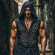 Men's Vintage Casual Hemp Flower Of Life Printed Hooded Sleeveless Shirt