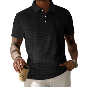 Men's Textured Striped Short-Sleeved POLO Shirt