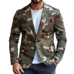 Men's Retro Camouflage Notch Lapel Single Breasted Casual Blazer
