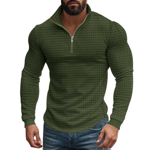 Men's Half-zip Small Square Stand Collar Long Sleeve T-shirt