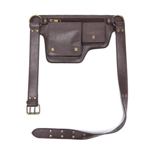 Men's Outdoor Sports Zipper Adjustable Leather Waist Bag