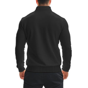 Men's Casual Zipper Stand Collar Solid Color Sweatshirt