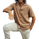 Men's Classic Casual Cuban Collar Cotton And Linen Short Sleeve Shirt