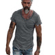 Men's Retro Solid Color Round Neck Raw Edge Short Sleeve T-Shirt