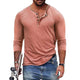 Men's Casual Cotton Blend Henley Neck Slim Fit Long Sleeve T-Shirt