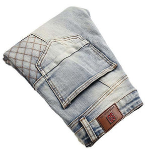 Men's Punk Patchwork Ripped Stretch Jeans