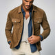 Men's Spring And Autumn Basic Brown Suede Long Sleeve Shirt