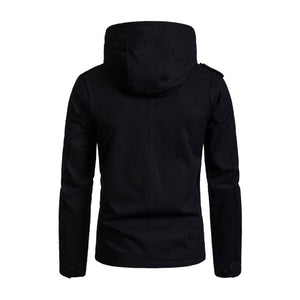 Men's Casual Washed Cotton Patchwork Hooded Slim Fit Cargo Jacket