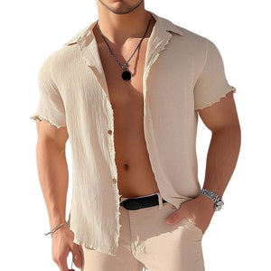 Men's Summer Textured Short Sleeve Casual Shirt