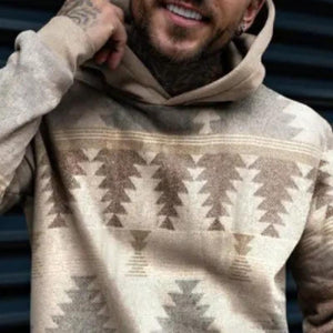 Men's Retro Casual Ethnic Style Geometric Print Hoodie