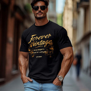 Men's Letter Print Short Sleeve Cotton T-Shirt