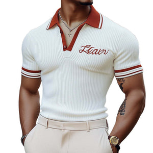 Men's Summer Polo Collar Fashion Knitted Short Sleeve T-Shirt